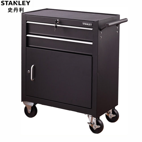 。STANLEY2层抽屉带门工具车多功能五金移动维修工具手推车94-539