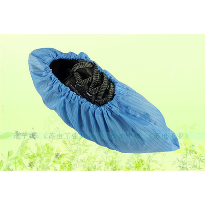 。精品防静电一次性鞋套男女防尘静电鞋套无尘车间蓝白色可反复清