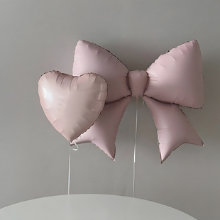 宝宝周岁生日布置气球大号蝴蝶结暮光粉芭蕾风女孩派对场景装饰