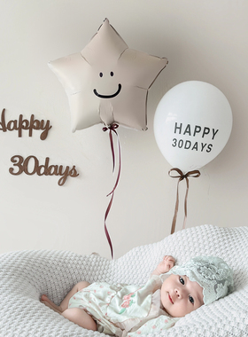 ins宝宝满月百天半岁周岁生日拍照气球五角星100天30天装饰道具