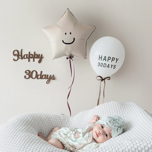 ins宝宝满月百天半岁周岁生日拍照气球五角星100天30天装饰道具