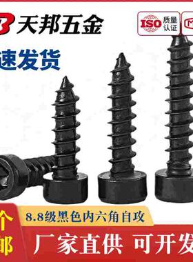 M2M2.6M3M3.5M4M5M6 8.8级黑色内六角自攻螺丝钉HA圆柱头杯头尖尾