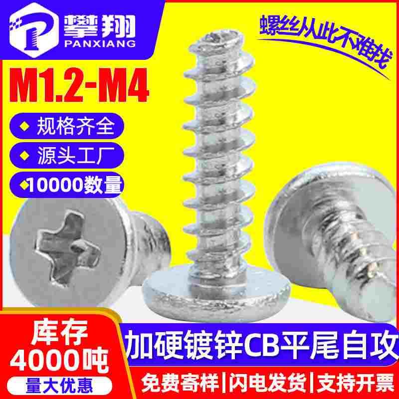 CB加硬镀锌大平头平尾自攻螺丝扁平头螺钉薄头螺丝钉M2/M3/M4