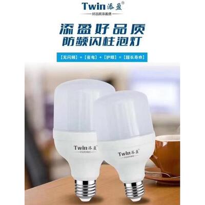 添盈LED灯泡T泡 5W10W15W20W30W40W50W 添盈LED柱型泡E27螺口
