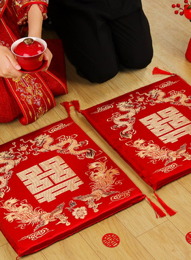 结婚礼跪垫一对坐福垫新娘改口敬茶喜垫红色磕头垫子婚庆用品大全