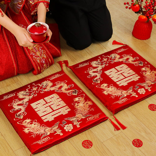 结婚礼跪垫一对新娘改口敬茶喜垫