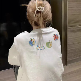 t恤女2025新款 夏季 白色短袖 爆款 宽松上衣 纯棉正肩设计感美式 半袖
