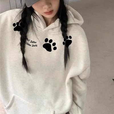 纯棉秋冬加绒加厚卫衣女新款连帽