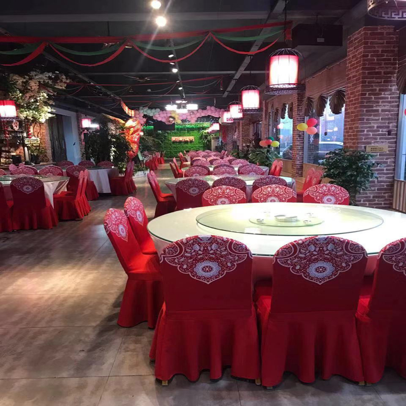 定制高档酒店椅套中式青花瓷主题餐厅饭H店宴会椅套软包厢弹力椅