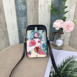 多功能女夏季 零钱手机包女斜挎两层轻便迷你小包包竖款 挂脖大容量