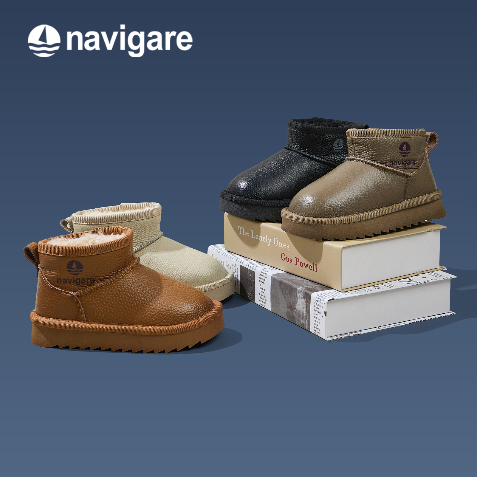 Navigare意大利小帆船童鞋冬季儿童马丁靴加绒保暖女童男舒适短靴