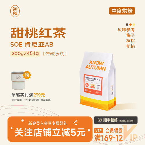 KNOW知秋咖啡 肯尼亚SOE精品咖啡豆手冲冷萃意式咖啡中烘200g