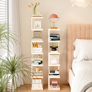 落地书架创意拐角一体靠墙置物架家用客厅儿童钢制极窄直立式书柜