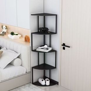 书架落地拐角转角置物架铁艺创意三角展示架客厅直立式简易收纳架