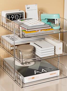 桌面收纳柜文件收纳整理文具办公室A4纸懒人专用透明可视文件架
