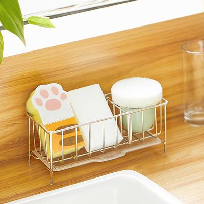 厨房水池放洗碗海绵钢丝球收纳架窗台沥水置物架免打孔壁挂抹布架