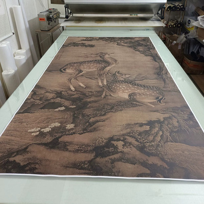 沈铨受天白禄图古代书画雄鹿国画