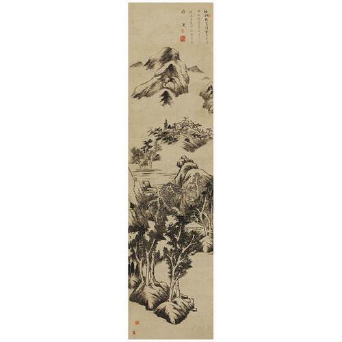 八大山人朱耷江山清远立轴复古