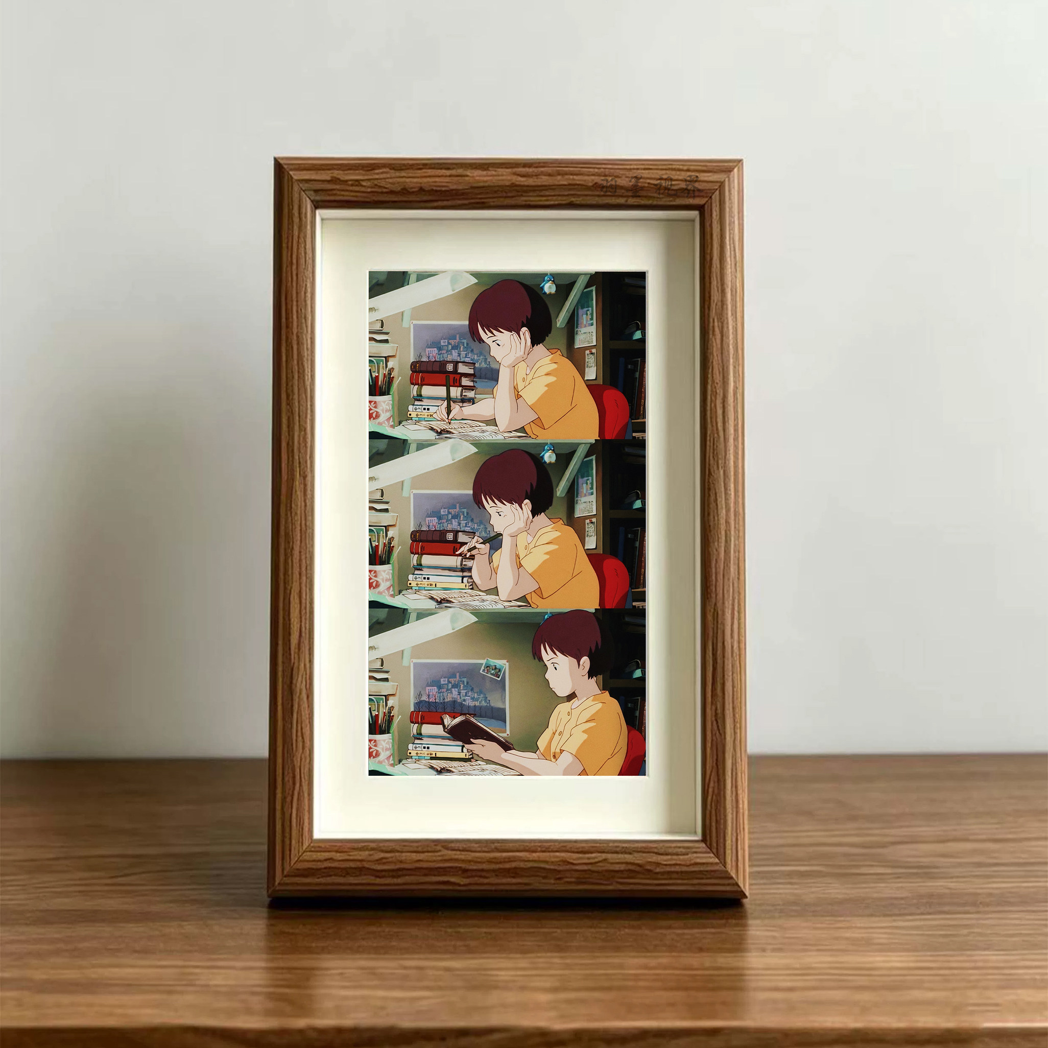 治愈侧耳倾听月岛雯插画相框