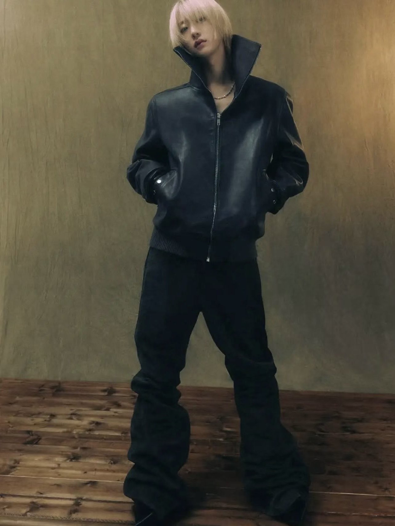 thumbnail for VT independent ro leather clothing pinnacle 25FW leather jacket stand-up collar can be folded and has a sense of shape and is versatile on the street