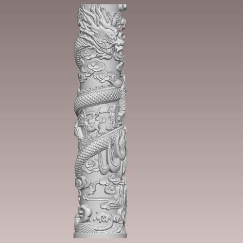 龙柱圆雕图盘龙柱stl三维立体雕刻图打印模型obj精雕图3d