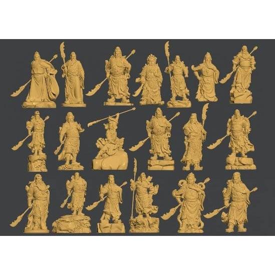 300关羽关公关二爷雕像雕塑圆雕图雕刻STL文件3D打印模型图纸合集