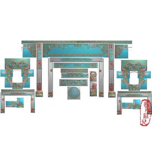 精雕图灵芝太师椅中堂方桌条案虎脚板裙板脑透雕木雕浮雕jdp