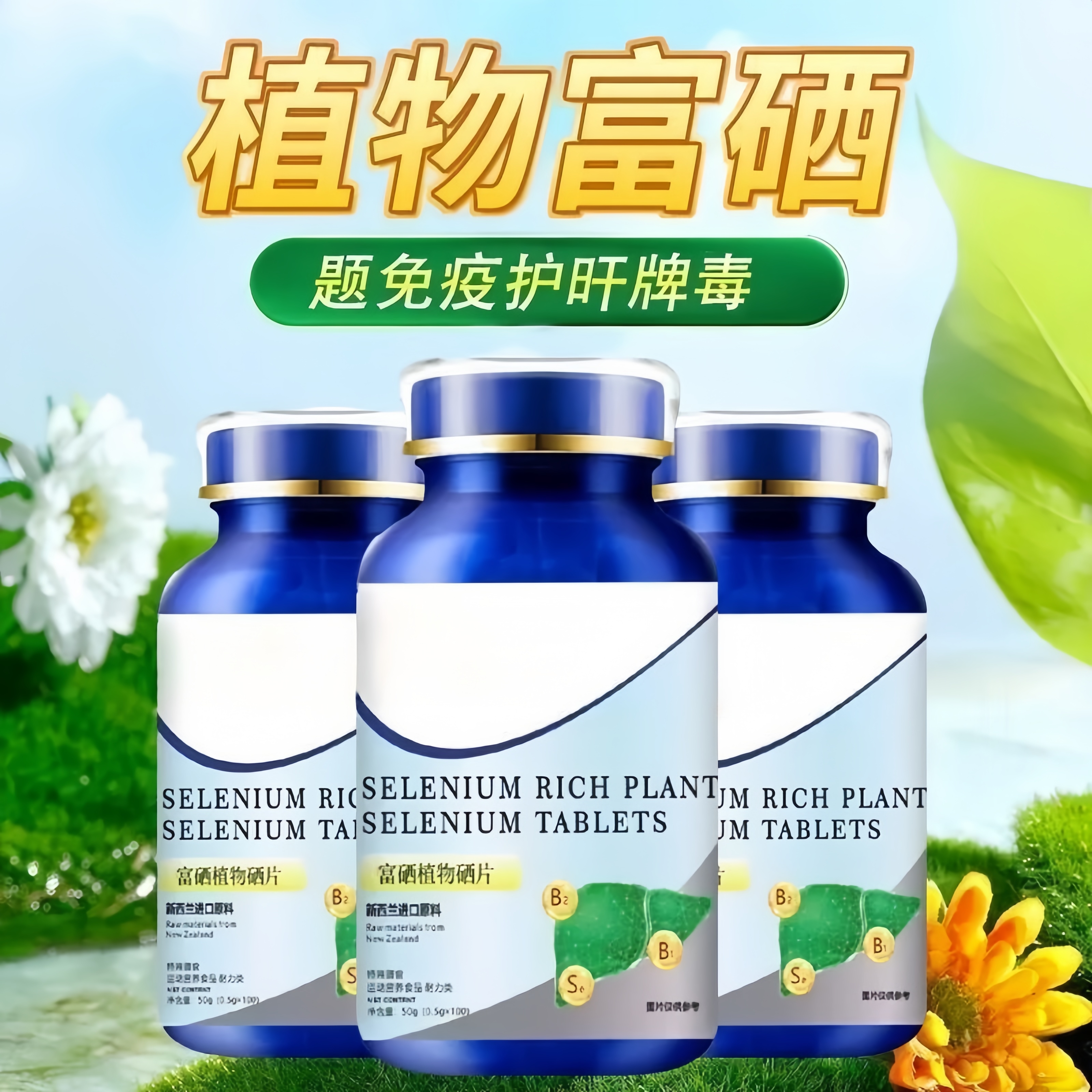 新西兰进口原料纯天然补硒中老年人免疫强体魄富硒植物硒片正品