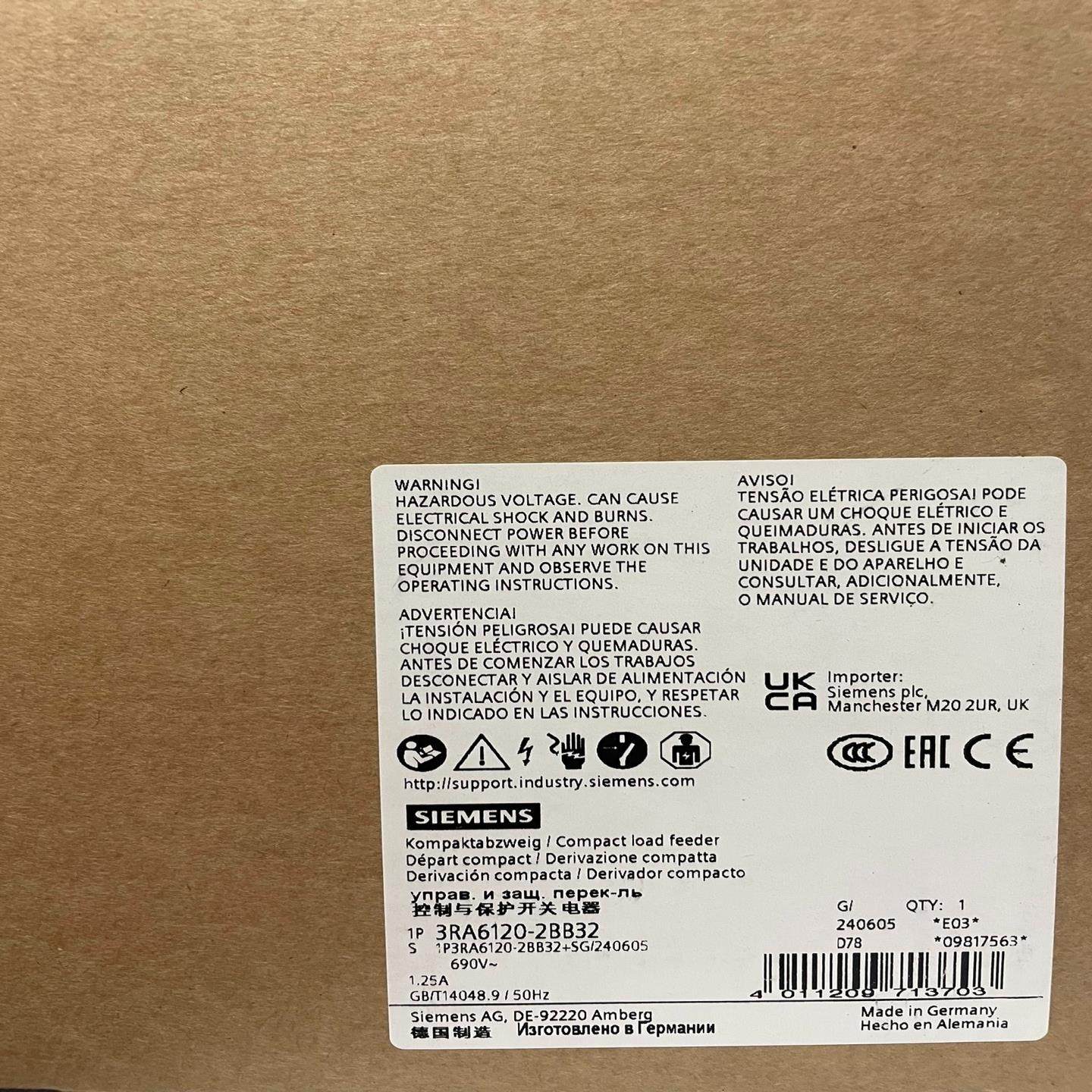 【议价】3RA6120-2BB32  SIRIUS 紧凑型负荷馈线