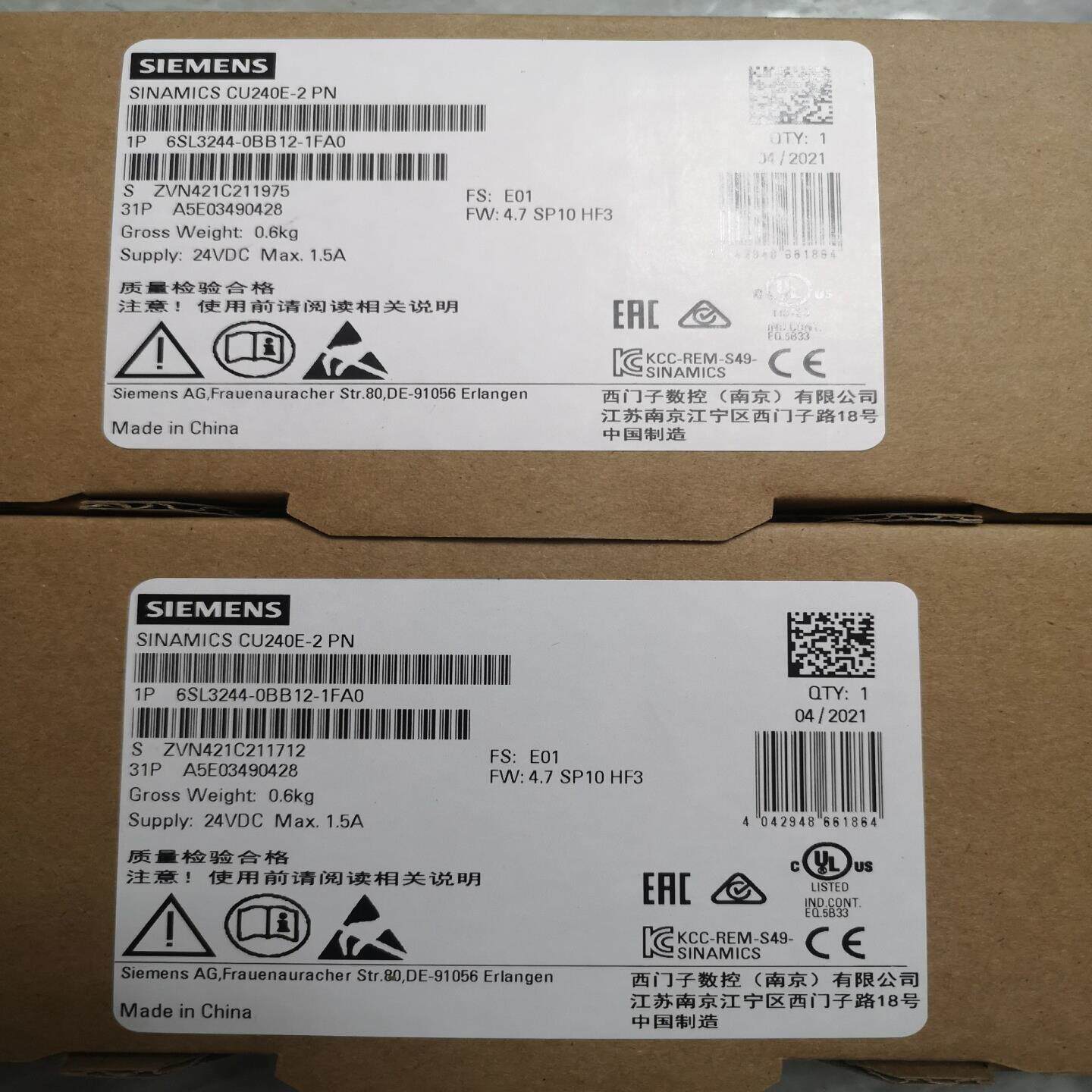 【议价】西门子控制单元6SL3244-0BB12-1FA0全新原装