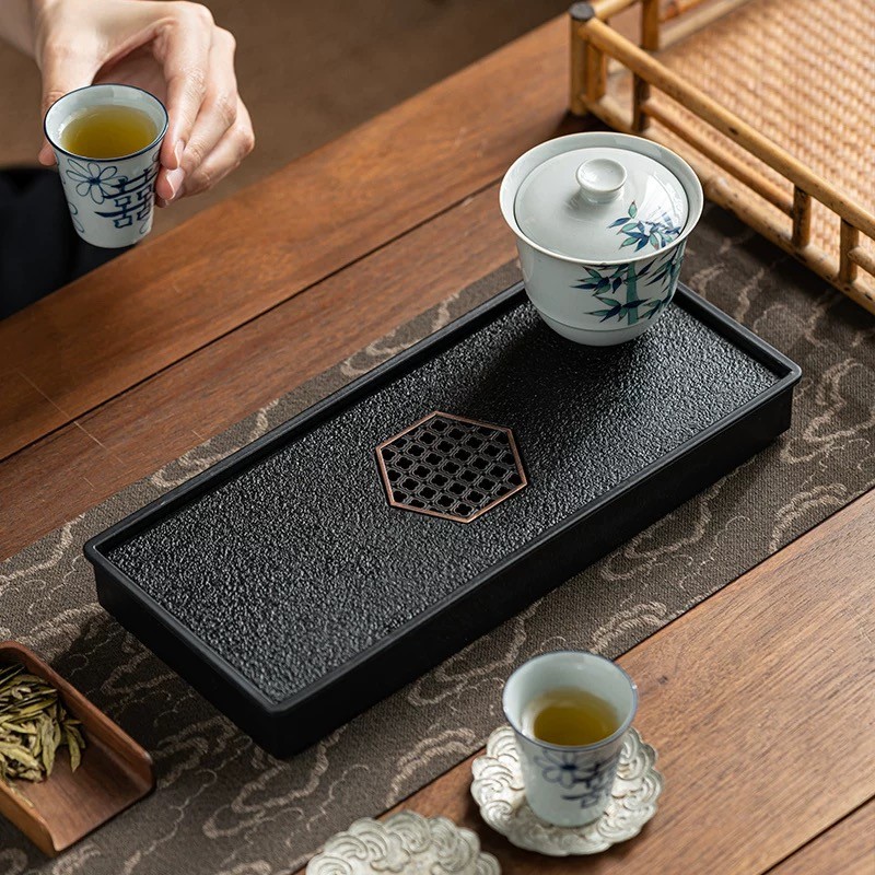 仿乌金石茶盘长方形功夫茶具小茶台茶托盘干泡台蓄水式储水盘