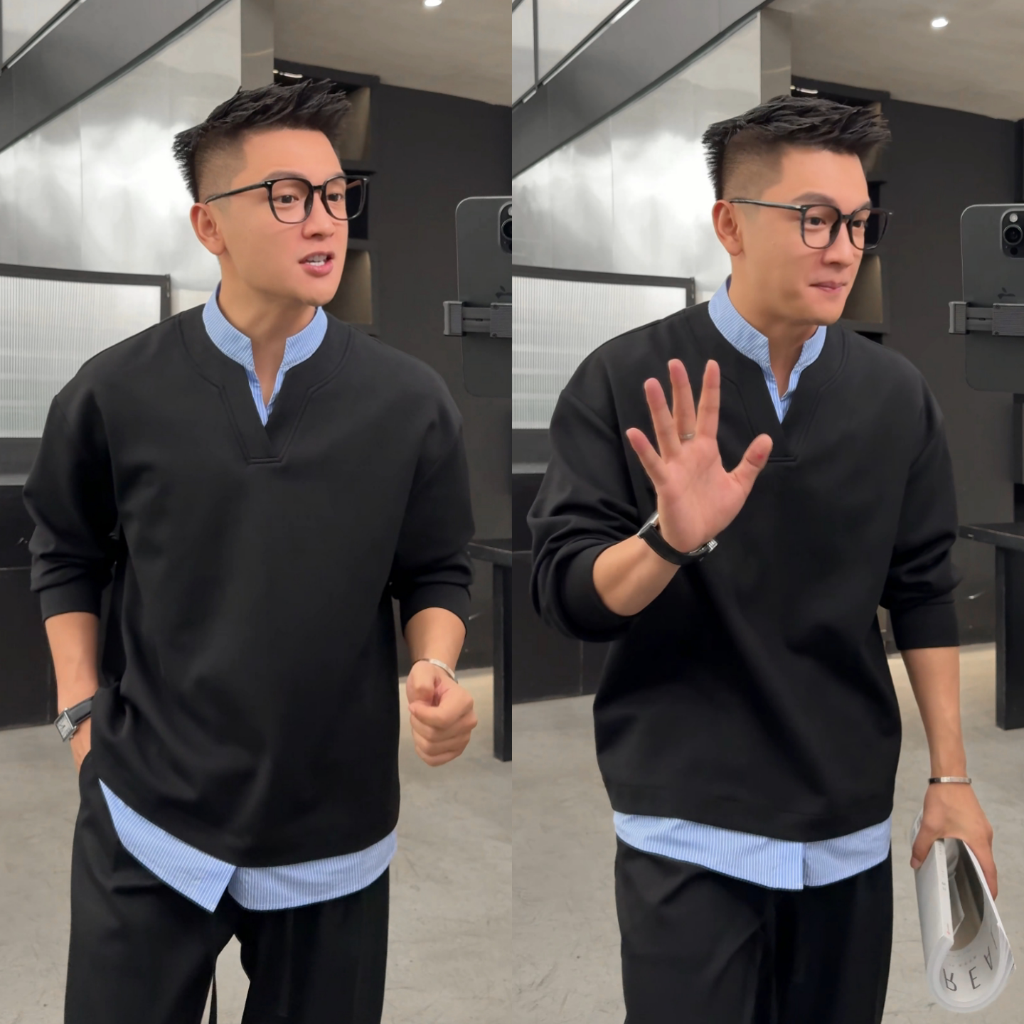 秋季上新男士假两件时尚卫衣