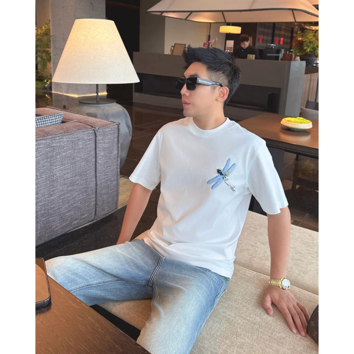 【蓝色蜻蜓】男春季上新时尚休闲短袖T恤简约清爽百搭高级感上衣