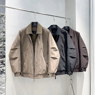 冬季高定设计翻领假两件棉衣外套男士时尚潮流简约休闲百搭高级感