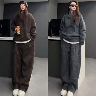 高品质加绒套装冬季上新男士时尚休闲百搭卫衣休闲裤高级感两件套
