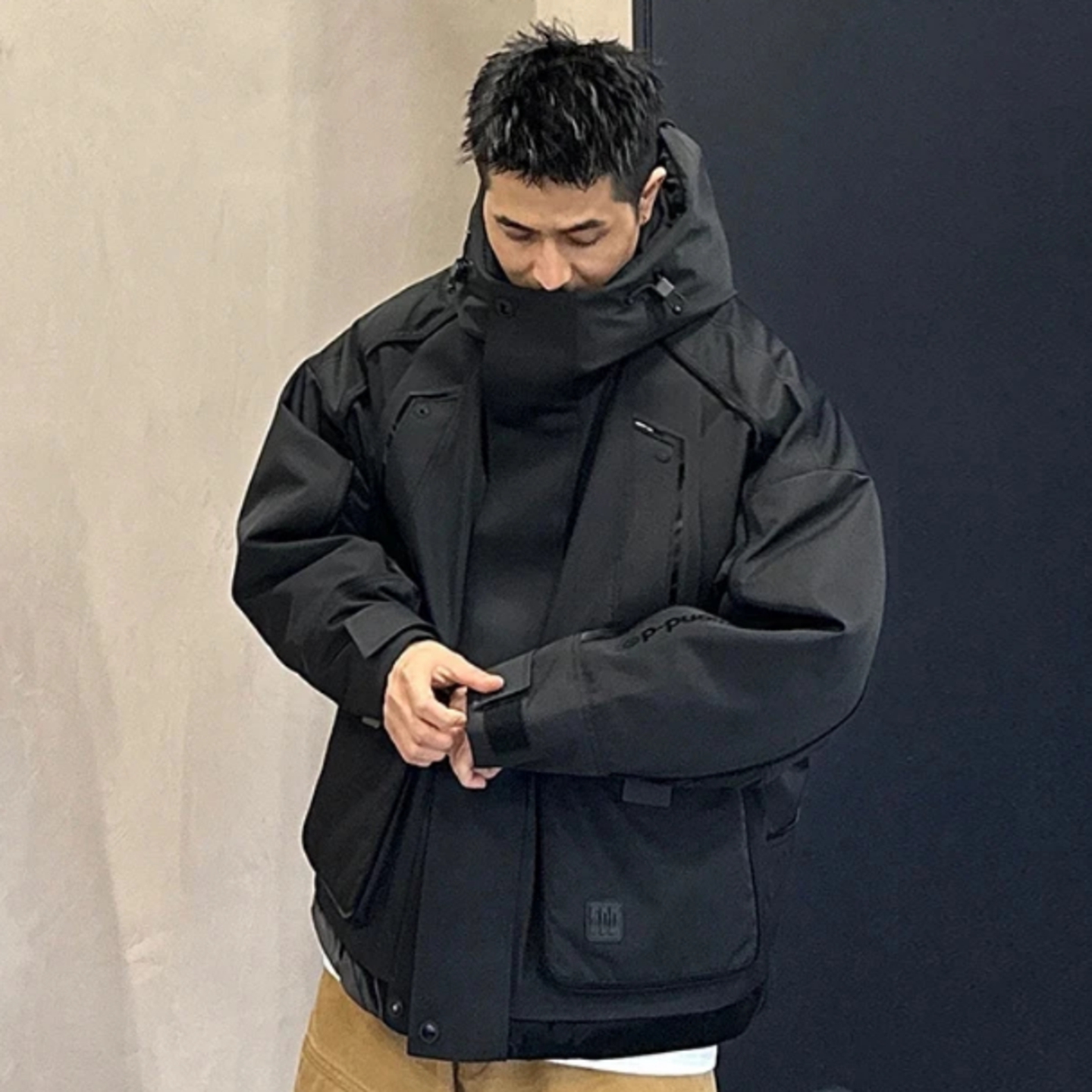 冬季户外机能风连帽棉服男款百搭