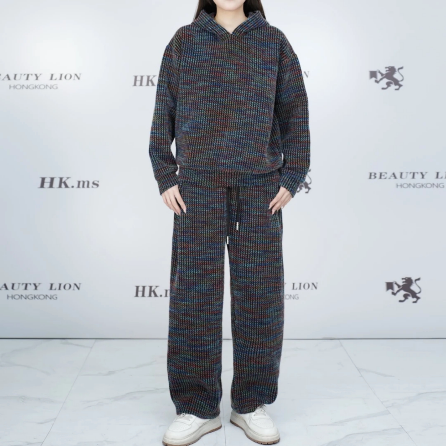 潮牌时尚冬季新款重磅加绒连帽款彩色休闲套装男女同款轻奢高级感