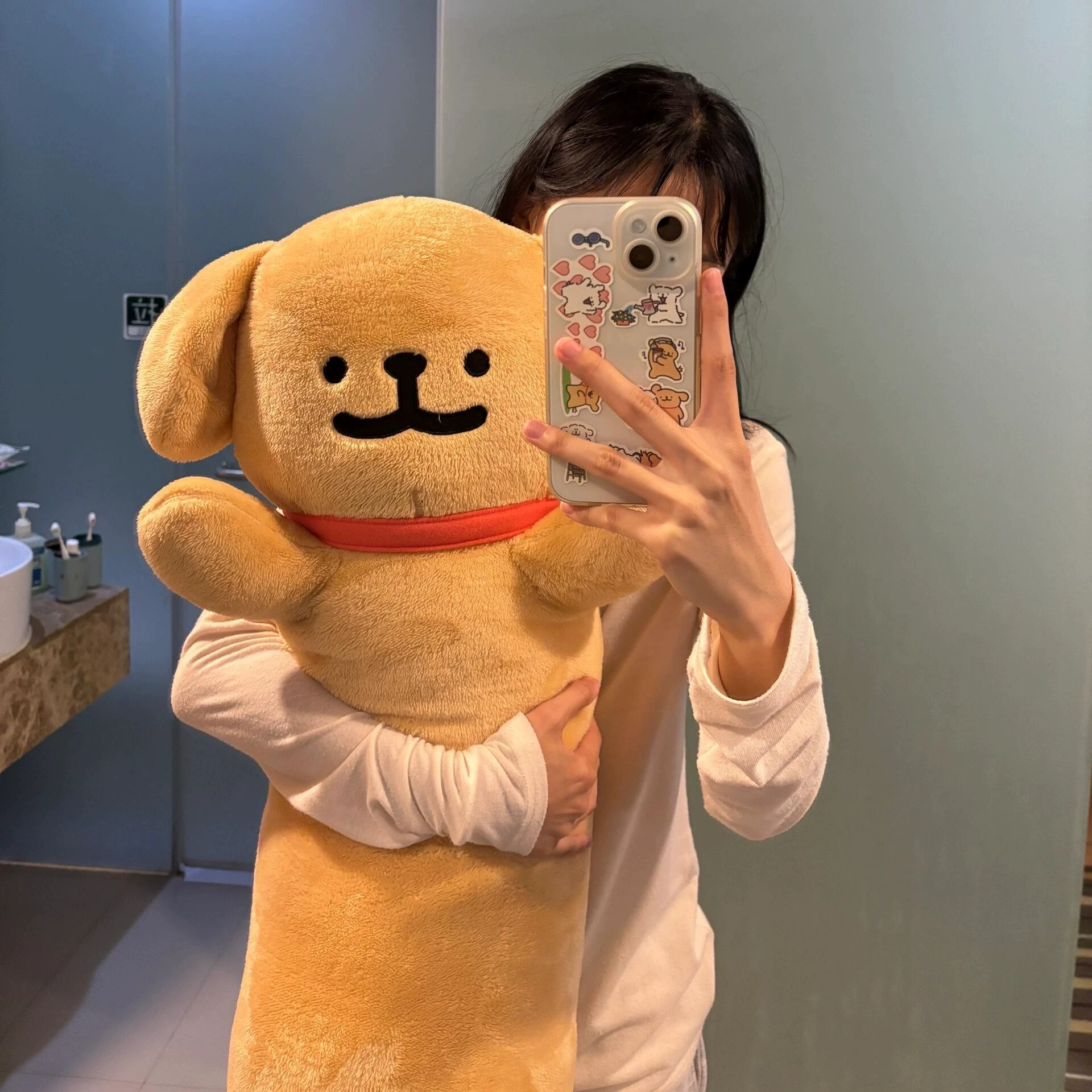 线条小狗抱枕女生夹腿睡觉专用家用沙发客厅腰靠靠枕儿童毛绒玩具