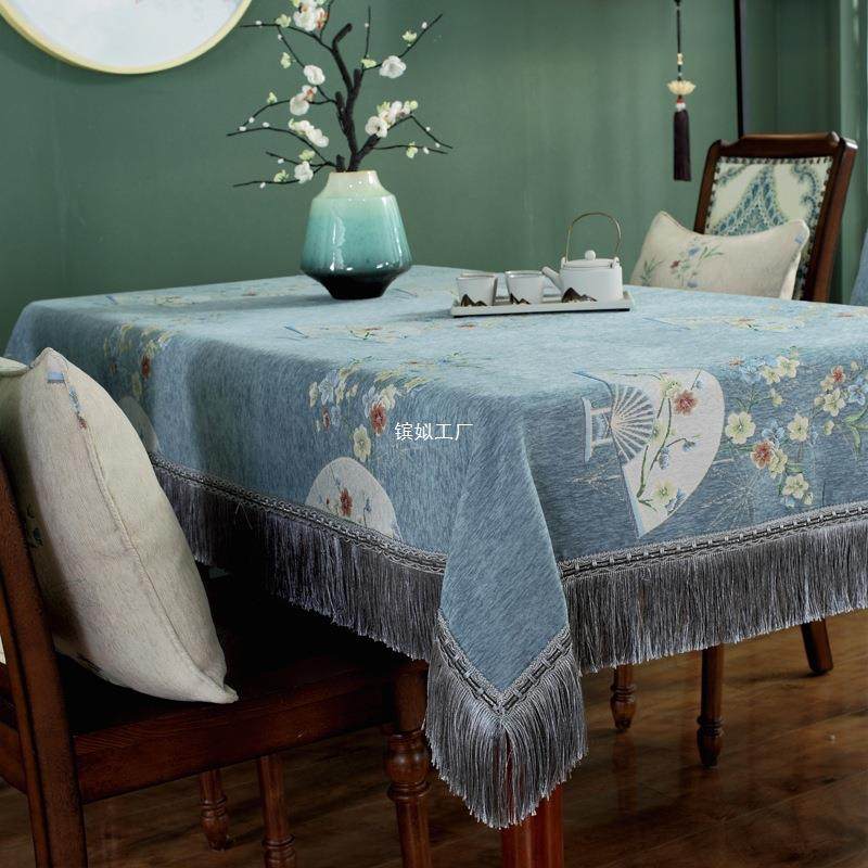 餐桌布新五斗柜茶几布古中式餐台布长餐椅垫典方形盖巾布艺耐ESN