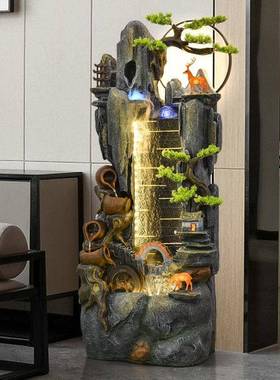 式假山喷泉流23133水循摆件鱼缸室内外客厅中办公室落招地景观财