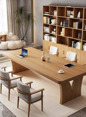 客读厅实大板长桌创意木书桌家用习办公桌工作台WYU阅学写字桌子