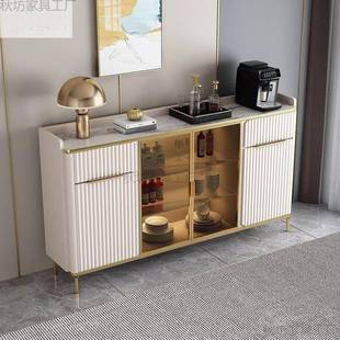 轻简9984约岩板餐靠边柜功多能轻奢酒柜墙客厅储物收奢纳一体厨房