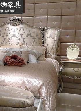 双新古典床实雕花床布艺主卧人木床公主HZD婚床卧室组合