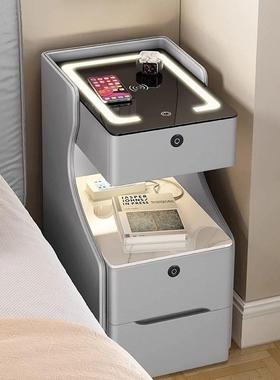 新款夹油缝床头ITF柜奶实风你小型木30cm家用卧室迷床边柜超窄