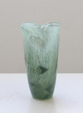 花现代简约绿色敞口渐变磁粉桌玻璃瓶电视柜餐鲜BX7-24-0花百中合