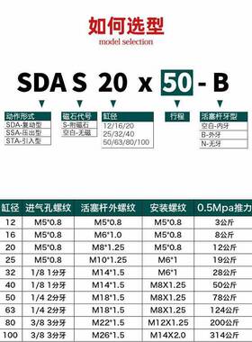 星辰小气动薄型气缸SDAS32/1/21X6/2型0/40-10103B*15B25BX35*45