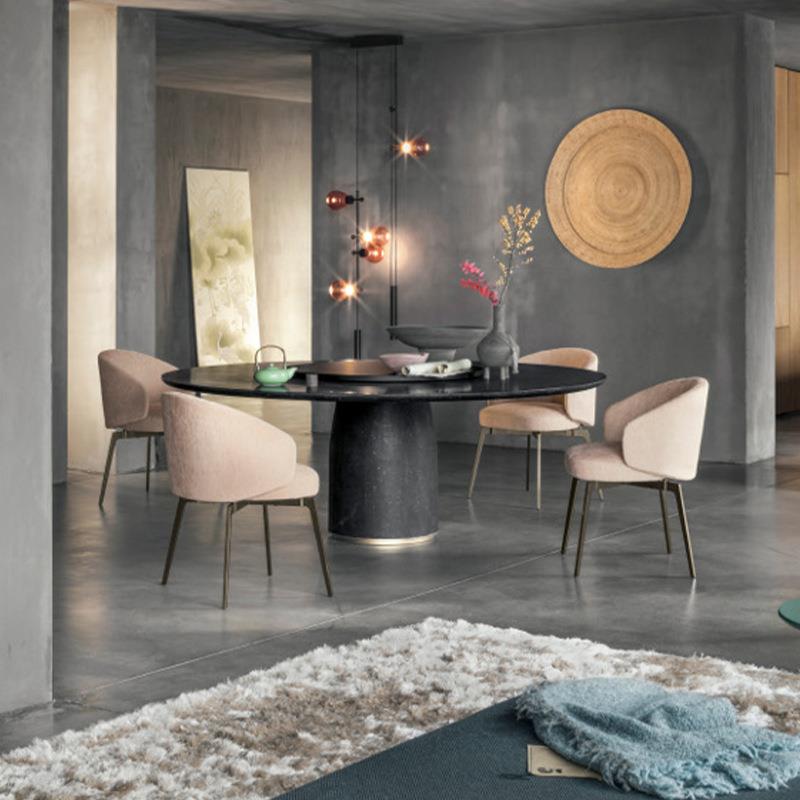 意式5504轻奢餐椅简约布艺书桌椅子设妆椅计单师创意化餐椅人靠背