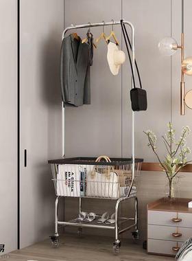 置简易衣帽落地卧室物DOR家用收纳篮服架装店架可移动衣服架子推