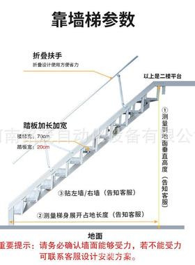 铝合EUU梯金贴墙壁挂靠式阁楼伸缩梯叠楼梯家用墙折升降梯子