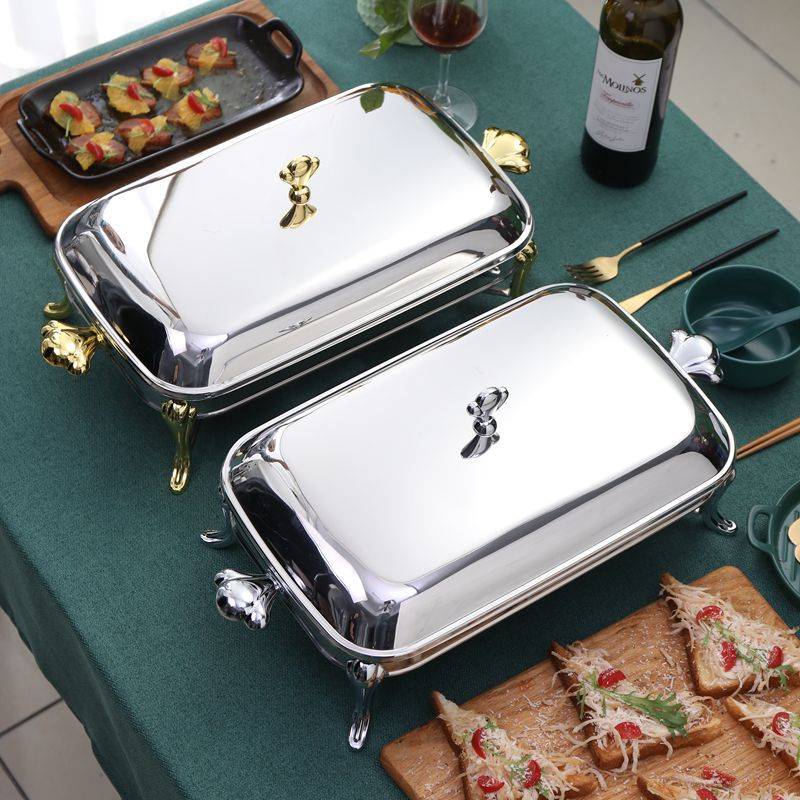 不锈钢虎脚长方形鱼炉商用酒精炉餐厅饭店酒店创意鱼盘家用烤鱼炉